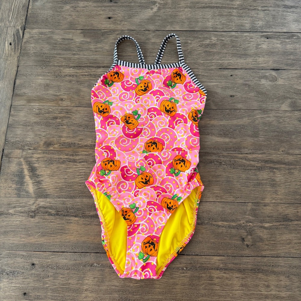 Dolfin Uglies Womens Halloween Pumpkin One Piece Swimsuit Pink Size 32 NEW